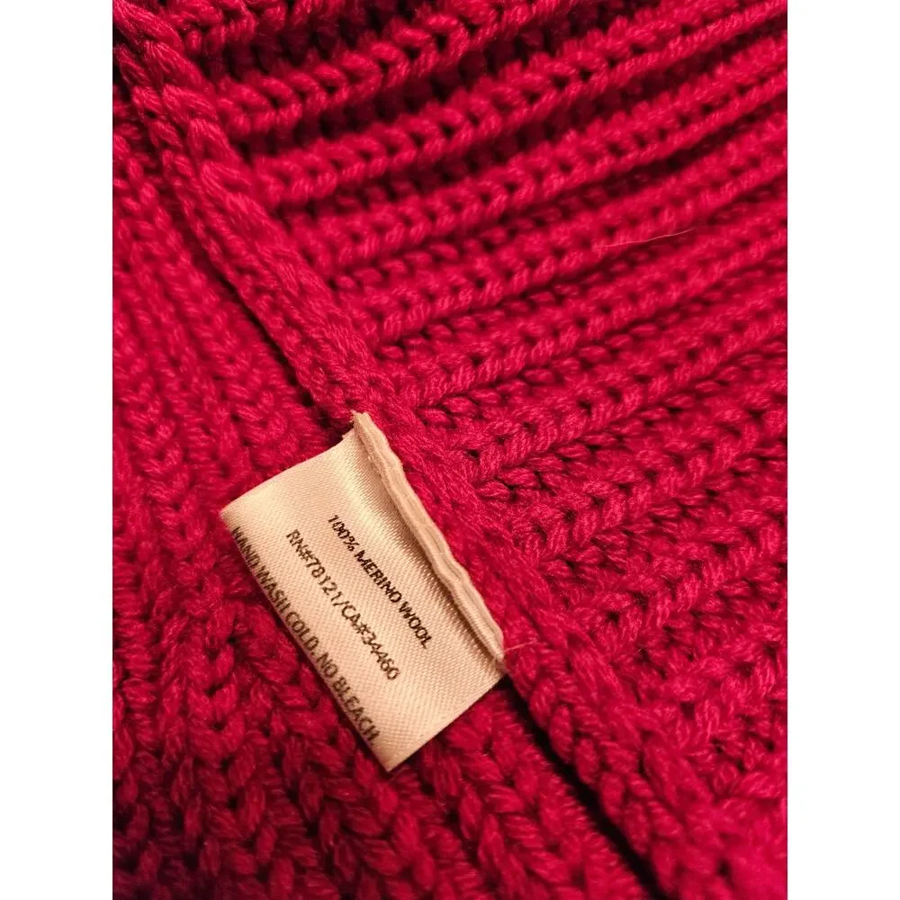 Eileen Fisher Raspberry Red Open-Front Ribbed Knit Cardigan - Picture 15 of 16